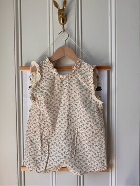 Lilu Cream Floral Ruffle Baby Romper